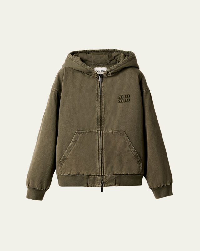 Hooded Zip Up Bomber Jacket